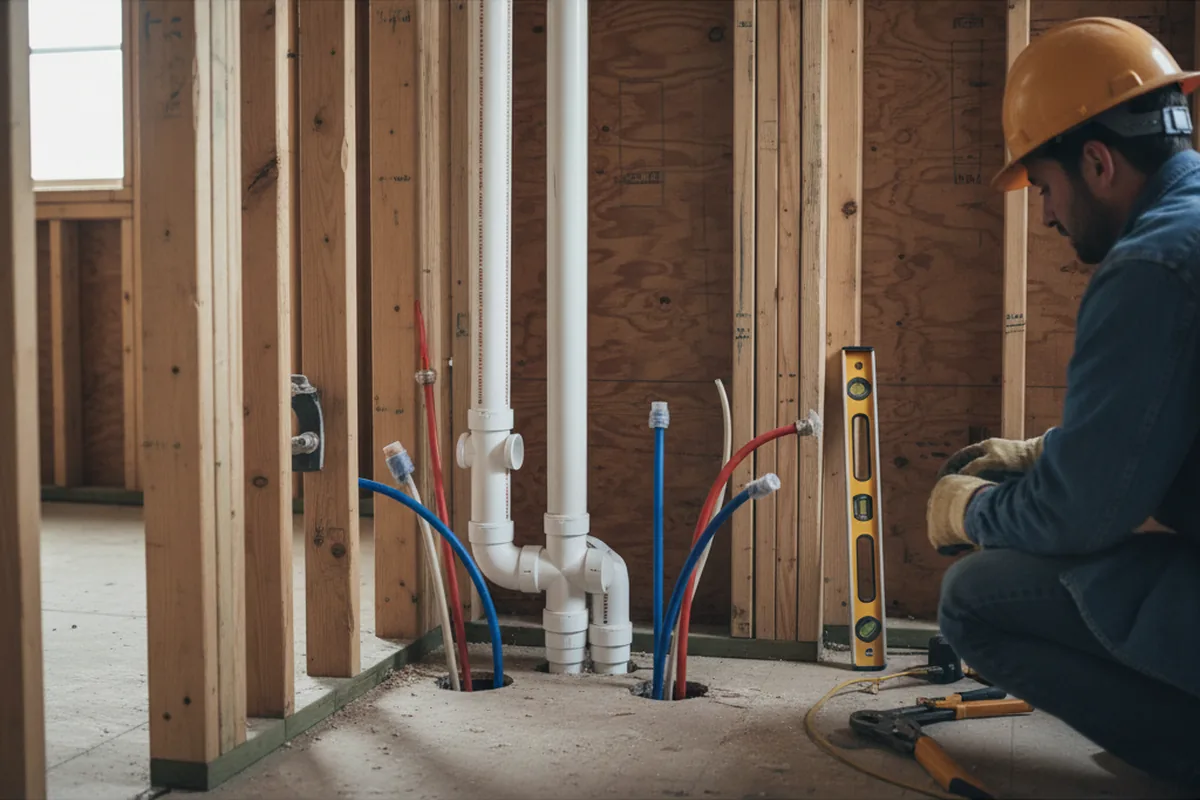 Drain and supply rough-in during Sump Pump Repair in Guttenberg